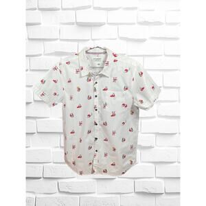 Eighth Avenue Men's Christmas Santa Short Sleeve Button Down Shirt